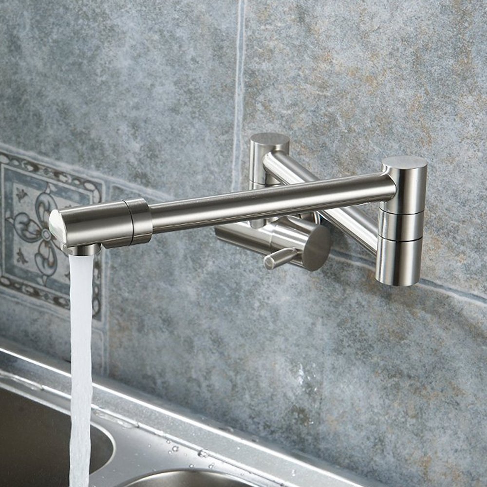 Puriscal Double Joint Wall Mounted Stainless Steel Kitchen Sink Faucet